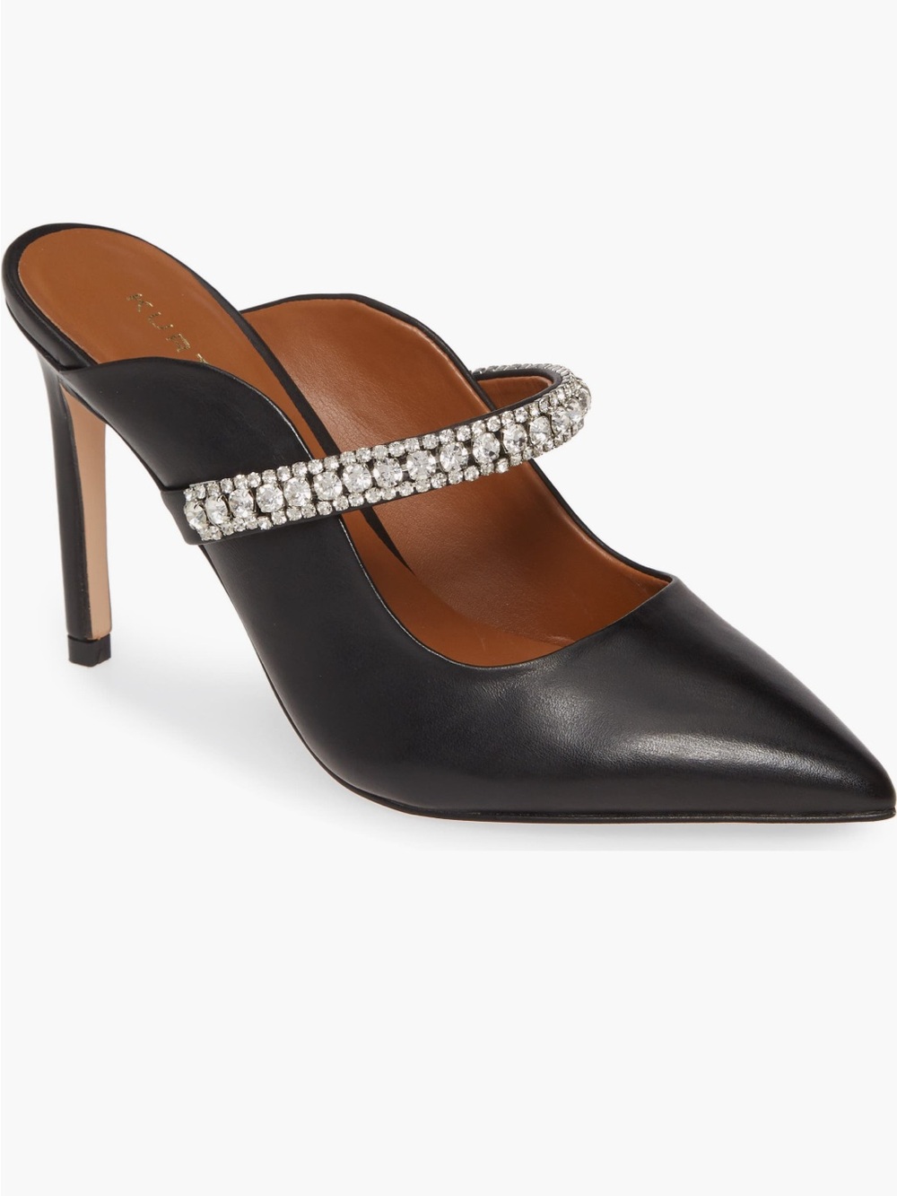 Kurt Geiger Duke Women's Black Pointed-Toe Mule w/Crystal Strap Sz 6 NWB
